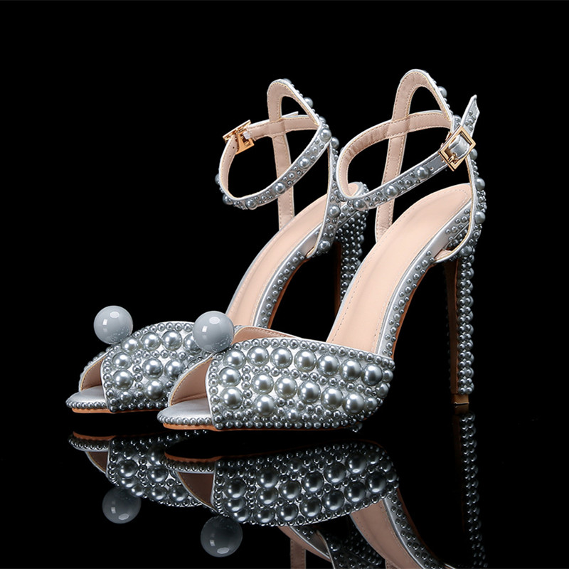 Wedding Super - Luxury Handmade Pearl Peep Toe Women