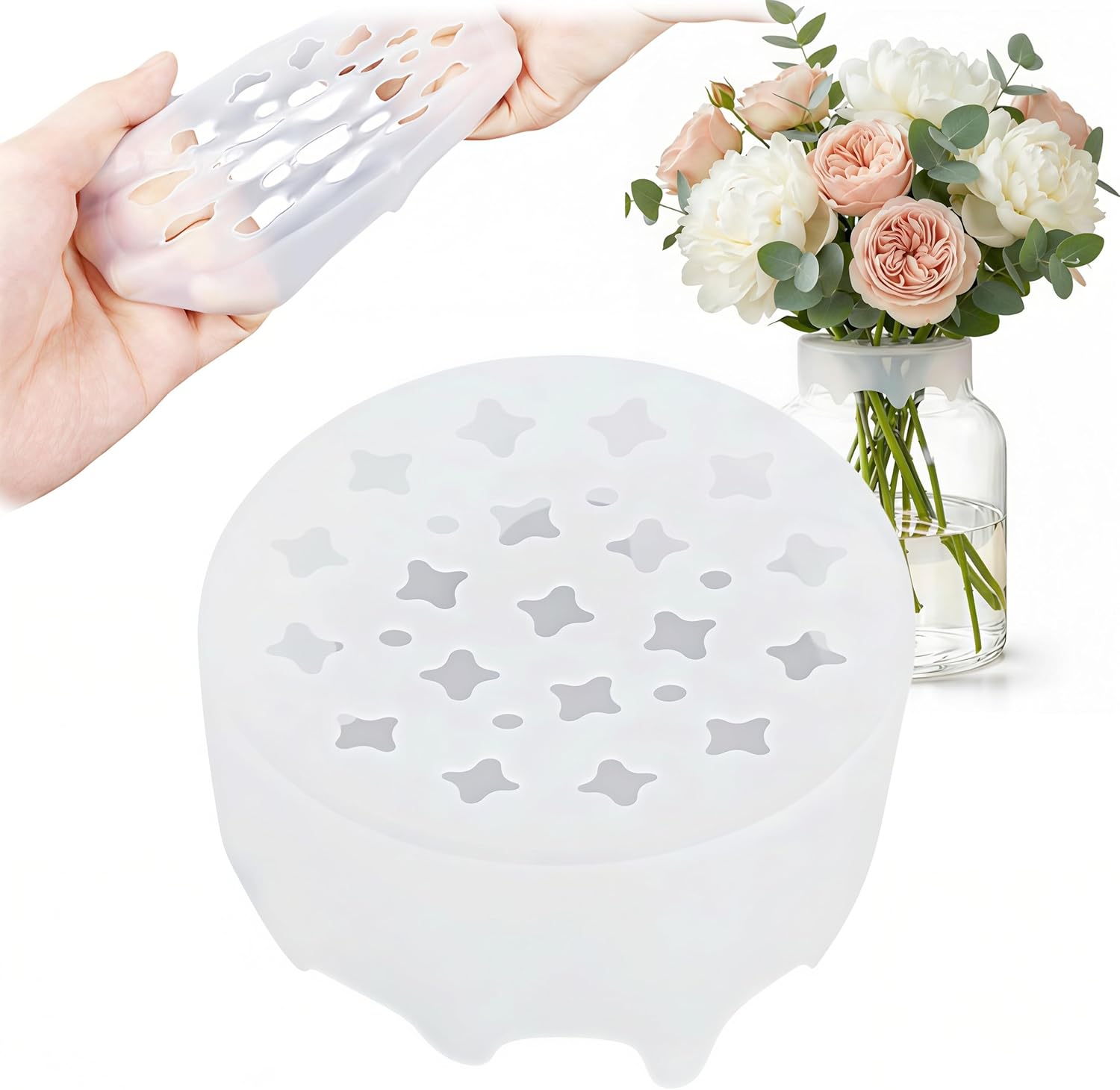 Flower Girl Basket - Silicone Blossom Grid Flower Arranger, Flexible