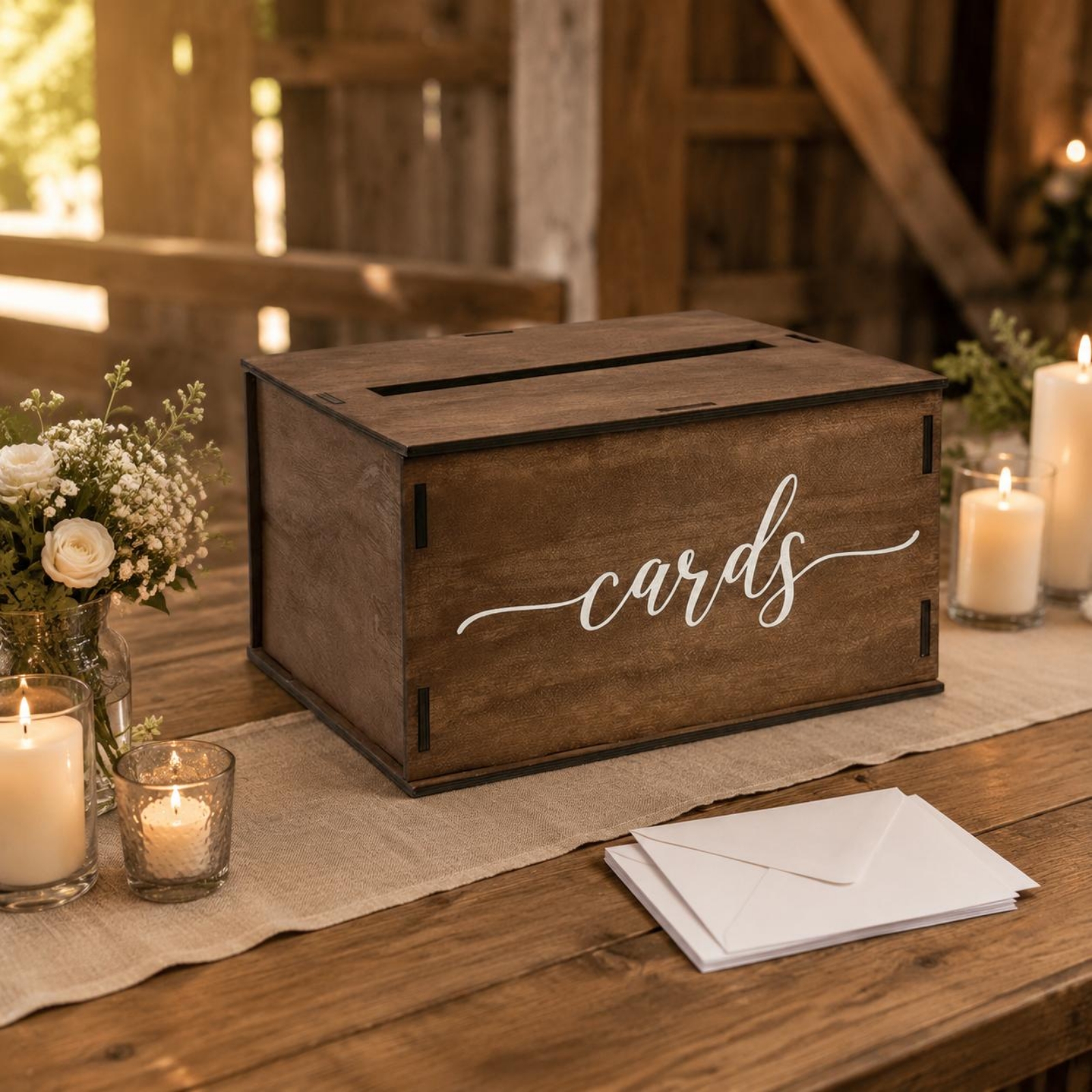Wooden Card Box Slot Top Weddi - Wedding Card Box ulasan dan harga