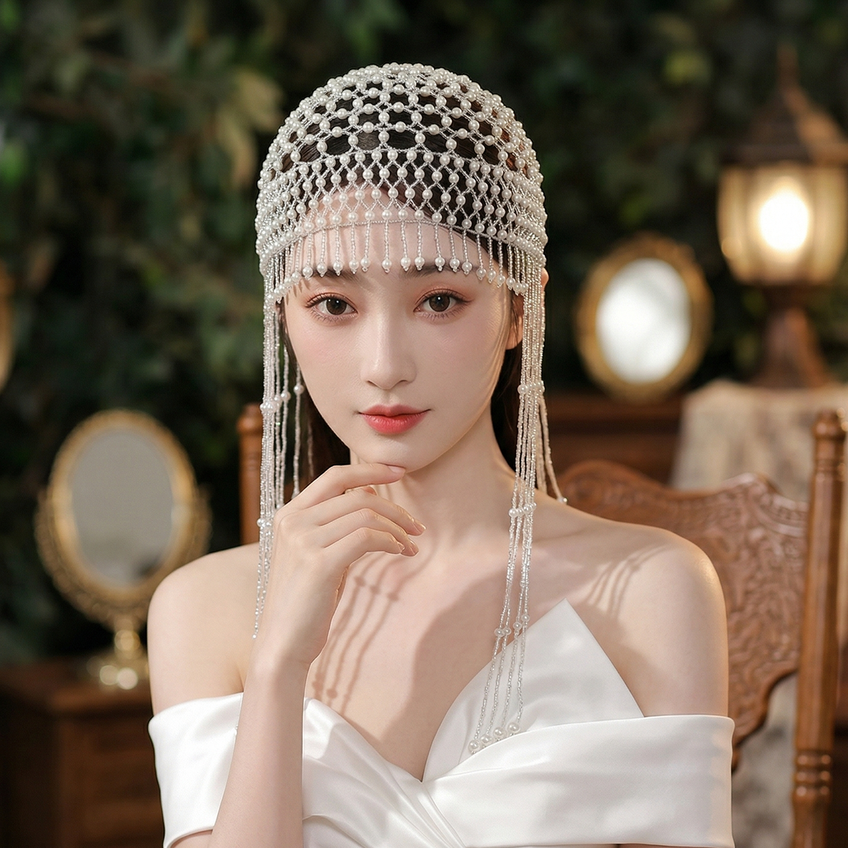 Luxury Pearls Beaded Headwrap  - Wedding Shop ulasan dan harga