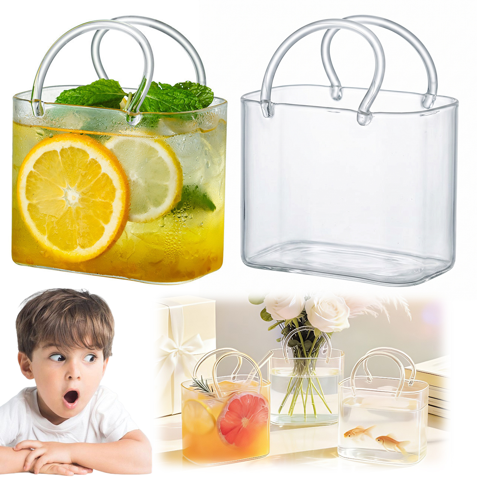 Glass Purse with Glass Straw C - Flower Girl Basket ulasan dan harga