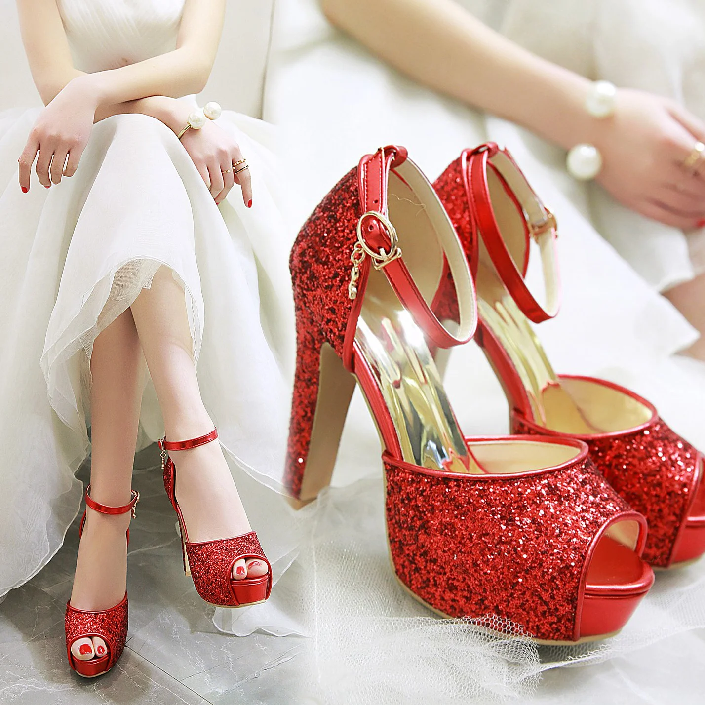 Silver Summer Women High Heel  - Wedding Shop ulasan dan harga