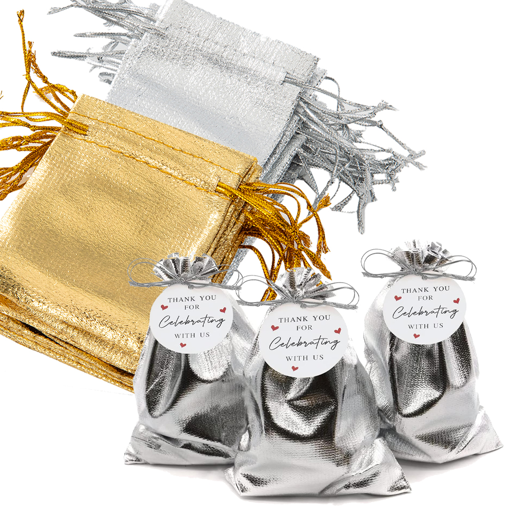50Pcs Gold Silver Drawstring O - Wedding Supply Business ulasan dan harga