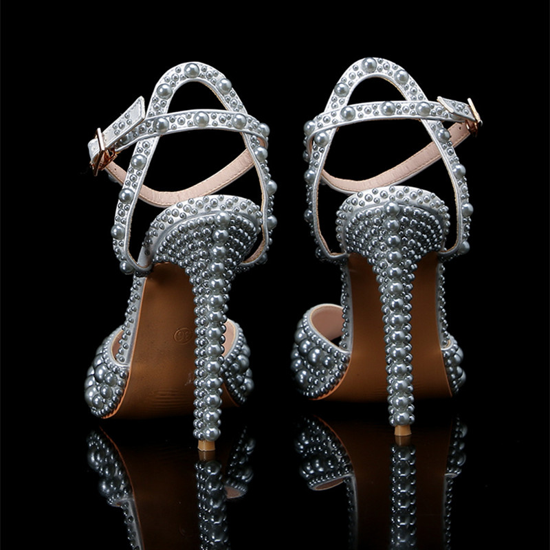 Luxury Handmade Pearl Peep Toe - Wedding Super ulasan dan harga