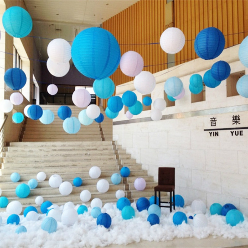 Blue Color China Paper Lantern - Wedding Event Supply ulasan dan harga