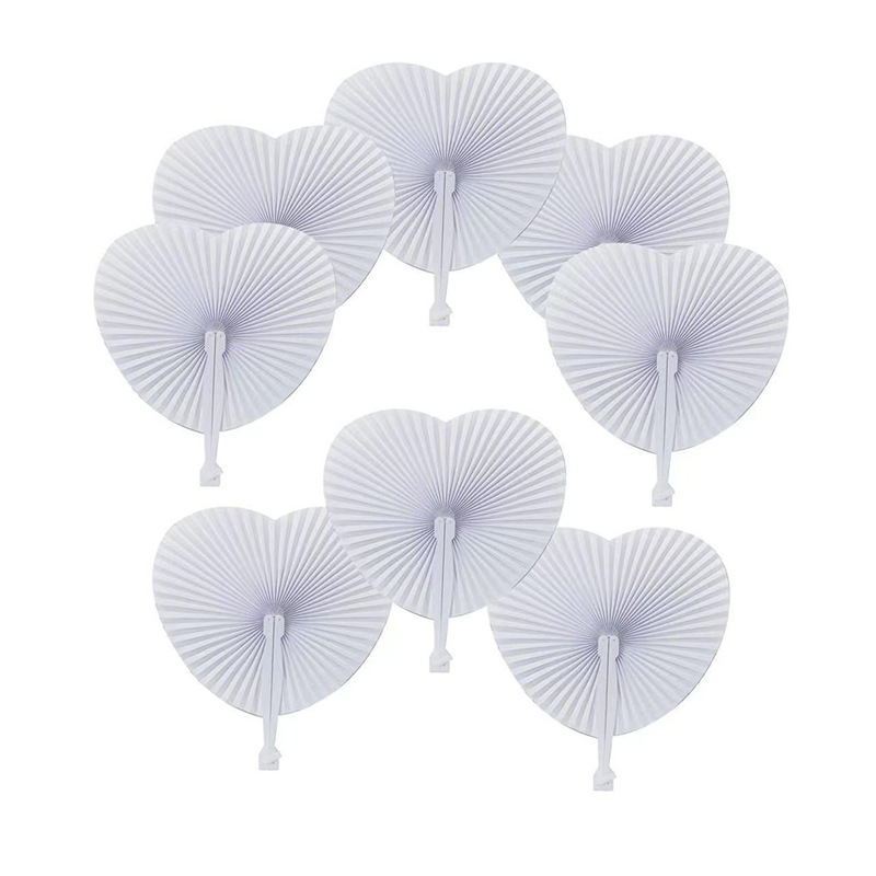 White Heart & Round Paper Fans - Wedding Event Supply ulasan dan harga