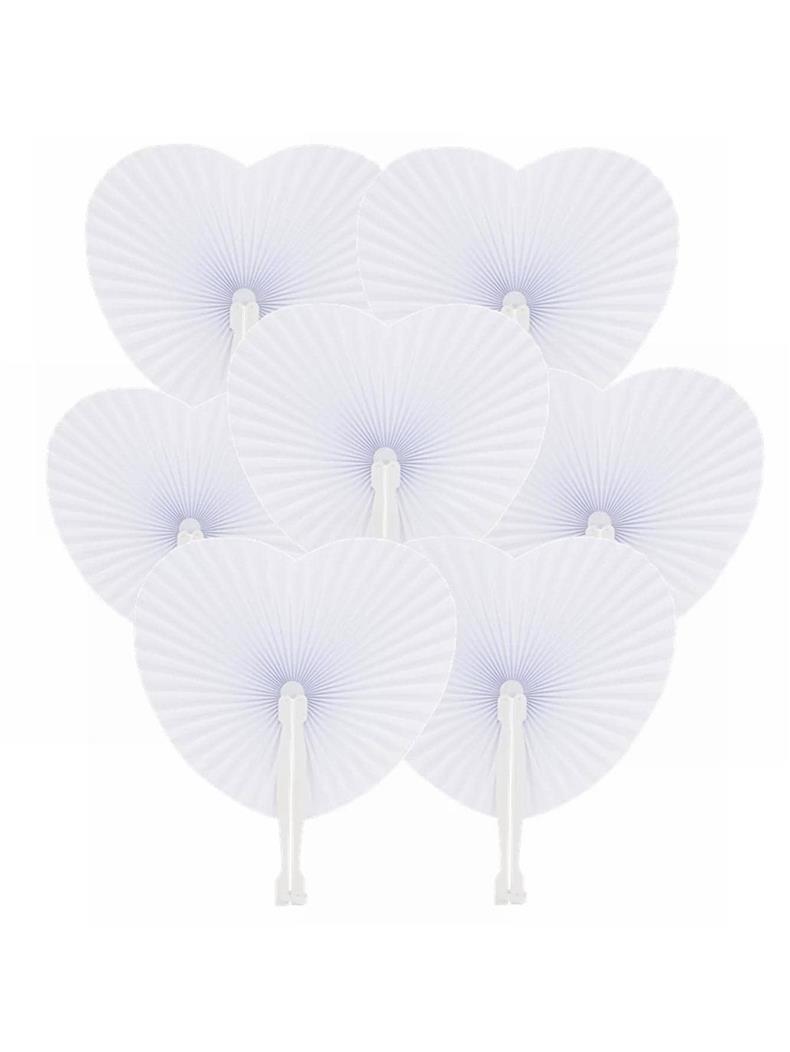 White Heart & Round Paper Fans - Wedding Event Supply ulasan dan harga