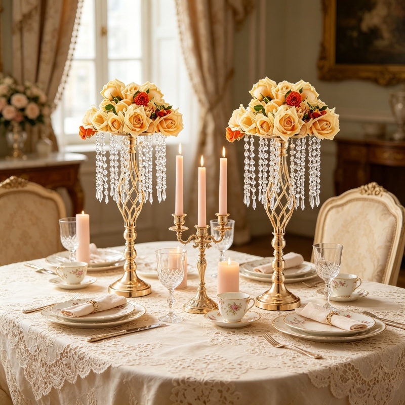 Elegant Tall Gold Crystal Flow - Flower Girl Basket ulasan dan harga