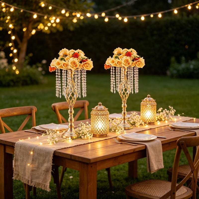 Elegant Tall Gold Crystal Flow - Flower Girl Basket ulasan dan harga