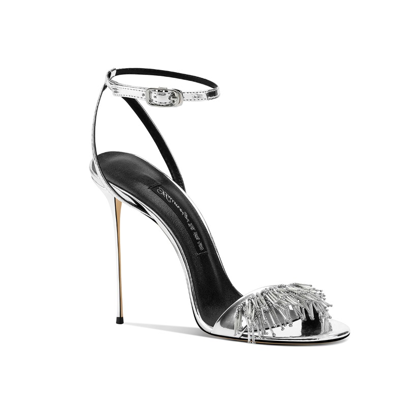 Silver Stiletto Heels Women  S - Wedding Super ulasan dan harga