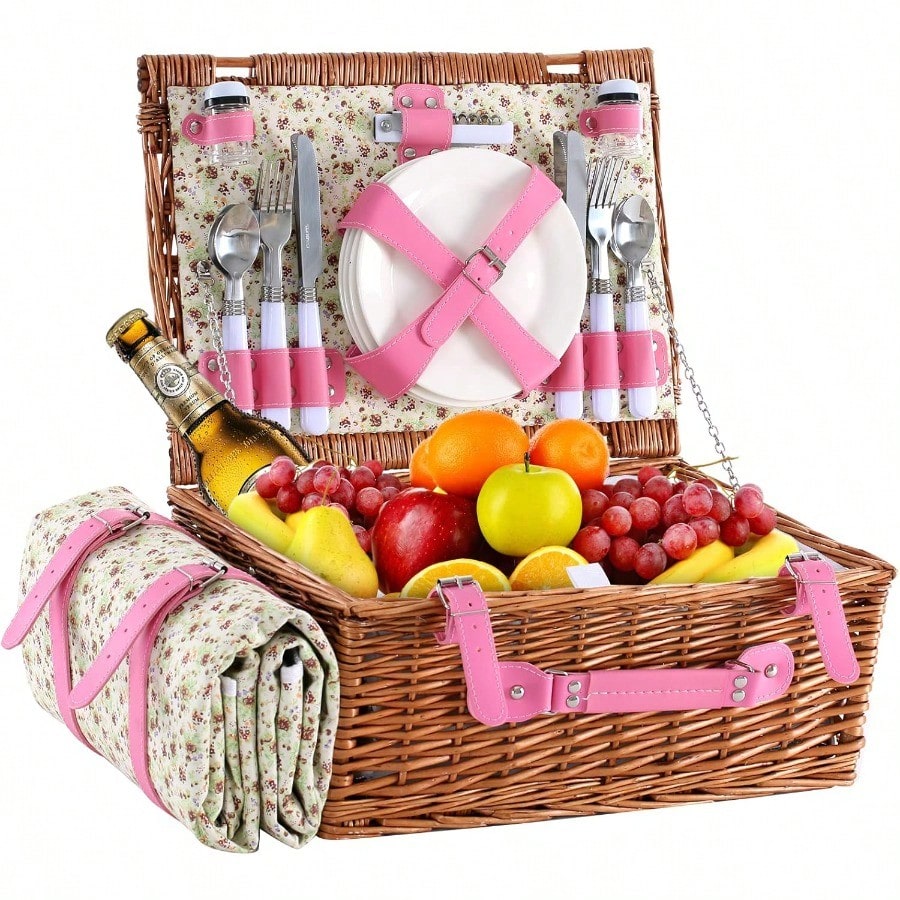 Wicker Picnic Basket For 4 Wit - Wedding Hampers ulasan dan harga