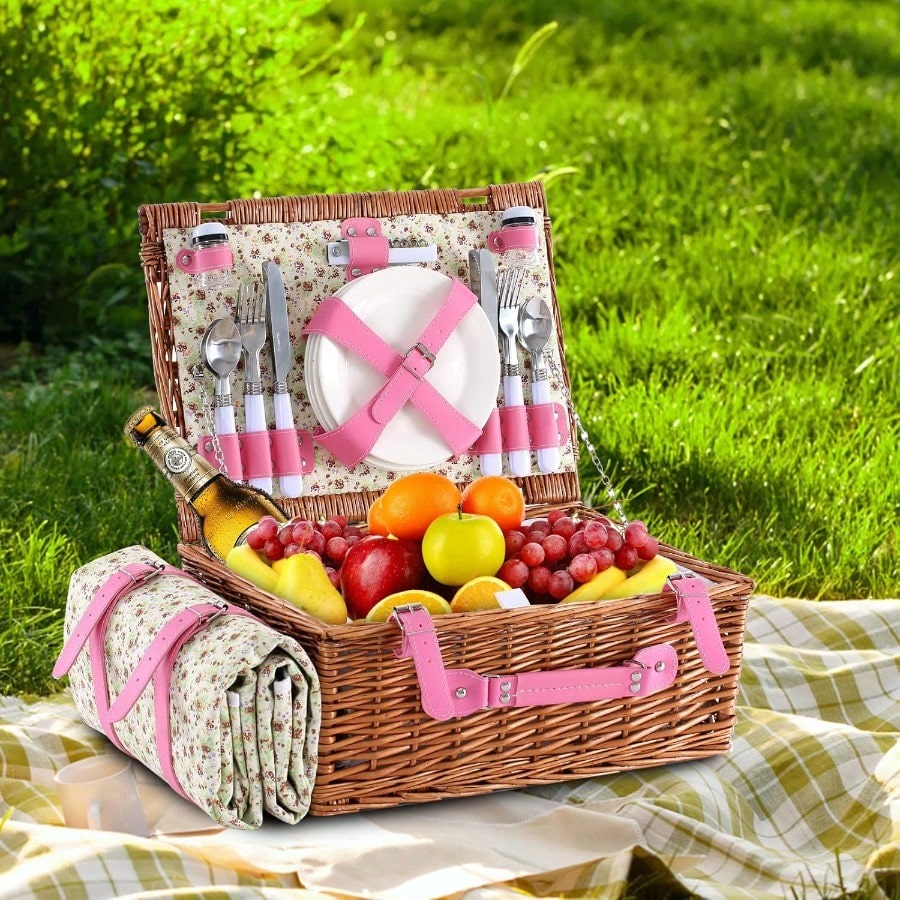 Wicker Picnic Basket For 4 Wit - Wedding Hampers ulasan dan harga