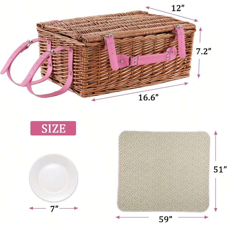 Wicker Picnic Basket For 4 Wit - Wedding Hampers ulasan dan harga