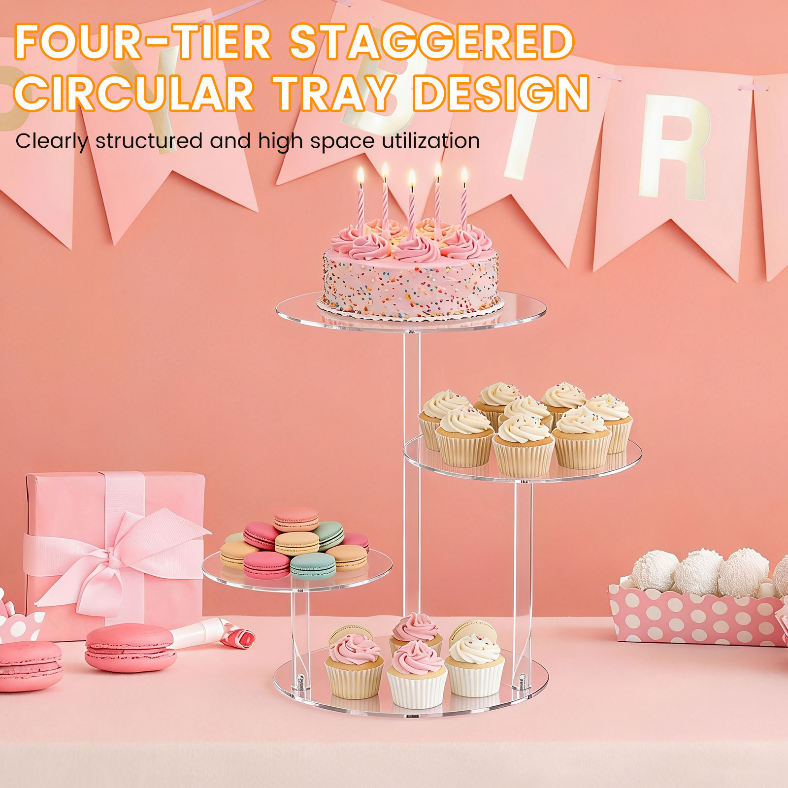 4 Tier Cake Stand Acrylic Tran - Wedding Support ulasan dan harga