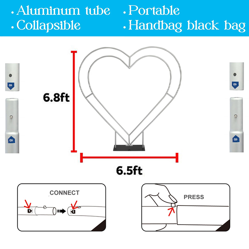 Portable 6.5ft Aluminum Heart  - Wedding Support ulasan dan harga