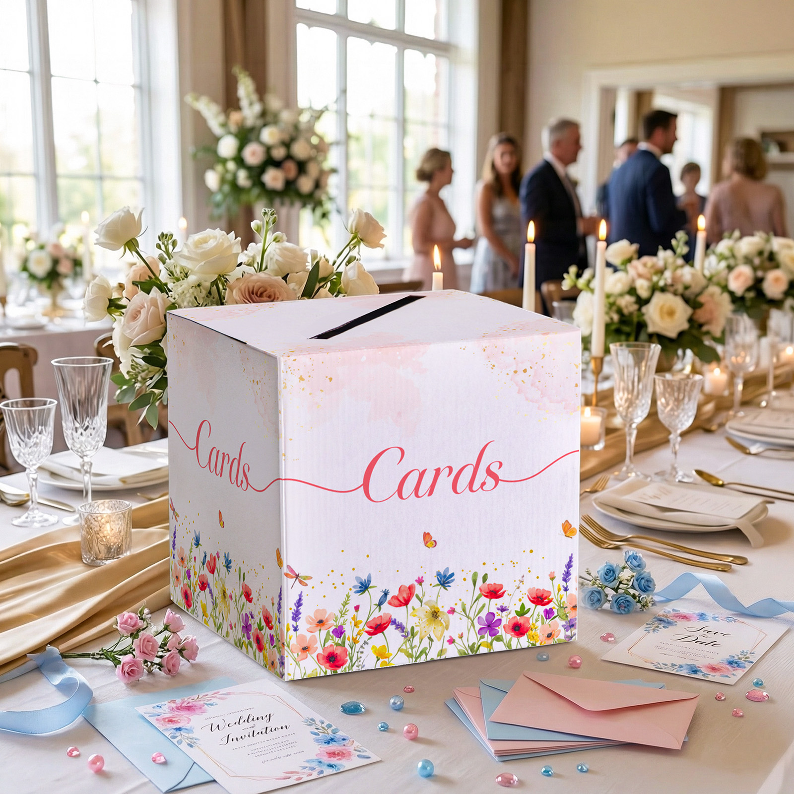 OurWarm Pink Floral Alphabet W - Wedding Card Box ulasan dan harga