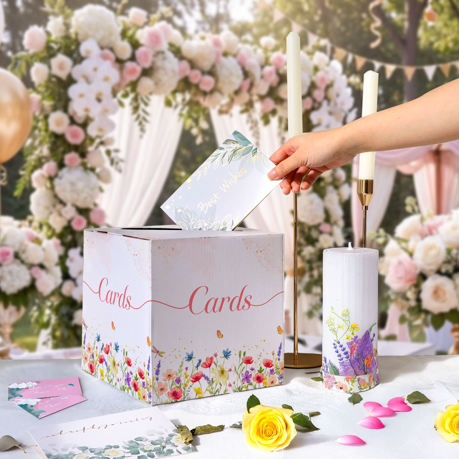 OurWarm Pink Floral Alphabet W - Wedding Card Box ulasan dan harga