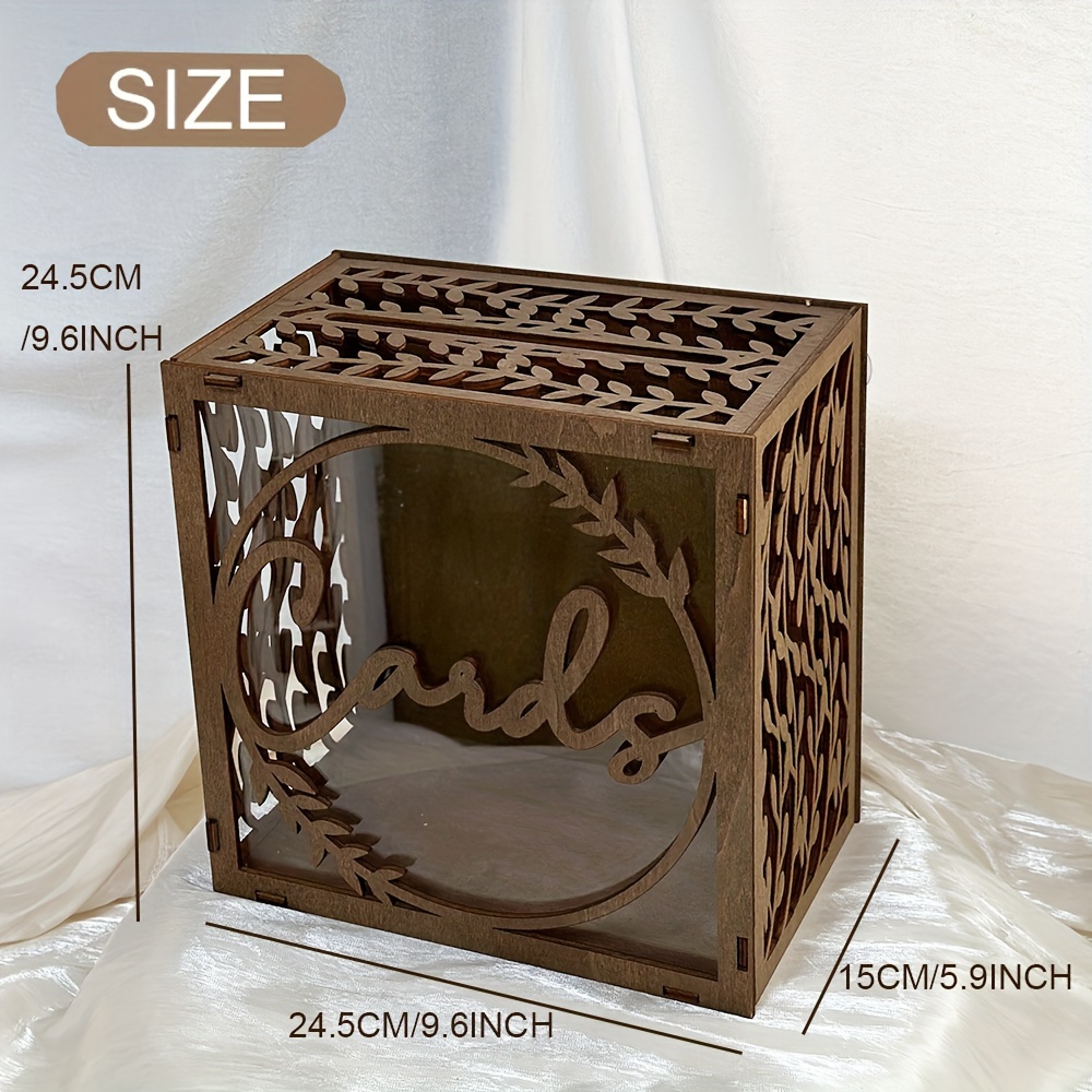 1pc Brown Wooden Wedding Card  - Wedding Card Box ulasan dan harga