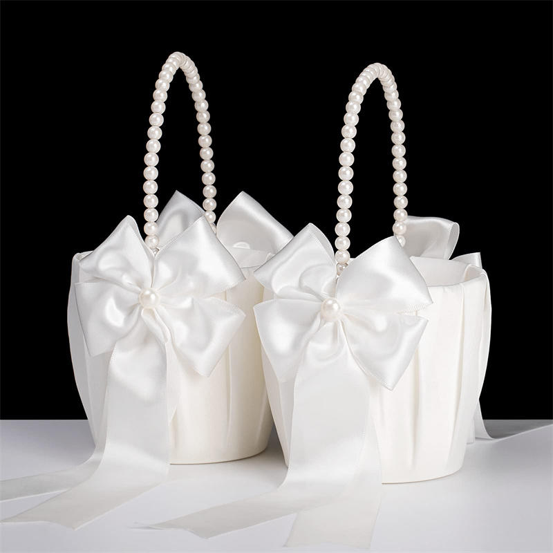 1-2pcs Pearl Handle Flower Bas - Wedding Hampers ulasan dan harga