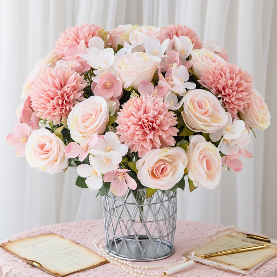 1/4pcs Artificial Flower Rose  - Flower Girl Basket ulasan dan harga