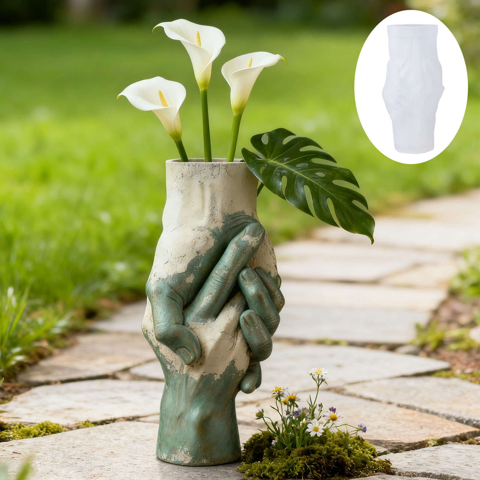 Artistic Hand-in-Hand Vase Sil - Flower Girl Basket ulasan dan harga