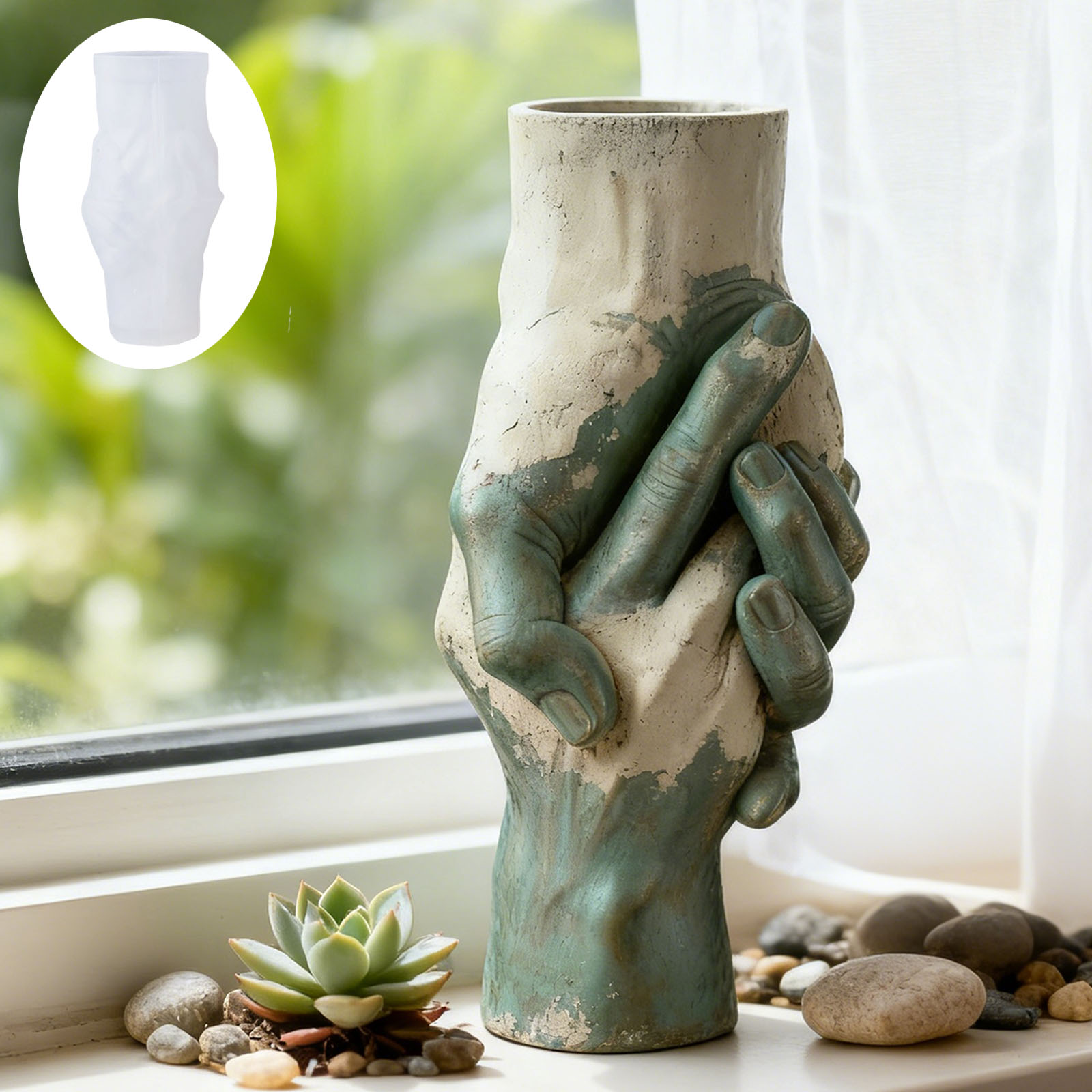 Artistic Hand-in-Hand Vase Sil - Flower Girl Basket ulasan dan harga