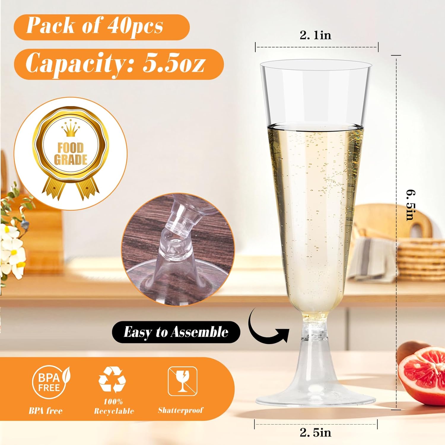 Plastic Champagne Flutes 40 Pa - Wedding Party Supply ulasan dan harga